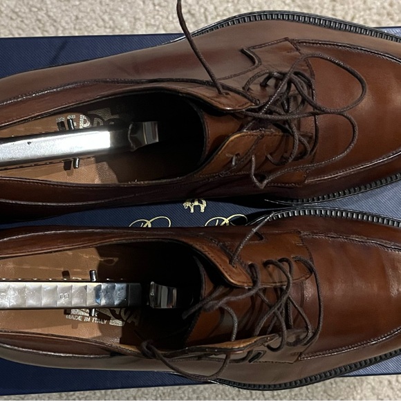 Salvatore Ferragamo Brown Leather Split Toe Classic Oxfords (Size: 8) - Picture 9 of 16